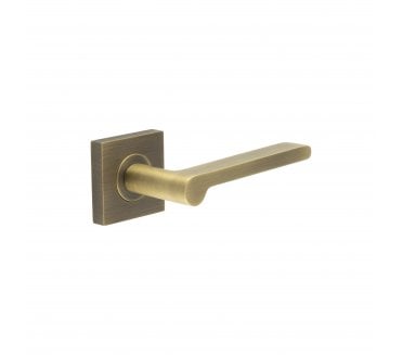 Burlington BUR15 Fitzrovia Door Handle On Square Plain Rose - Antique Brass