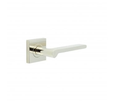 Burlington BUR15 Fitzrovia Door Handle On Square Plain Rose - Polished Nickel
