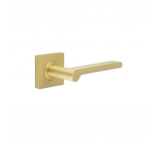 Burlington BUR15 Fitzrovia Door Handle On Square Plain Rose - Satin Brass