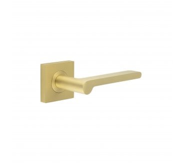 Burlington BUR15 Fitzrovia Door Handle On Square Plain Rose - Satin Brass