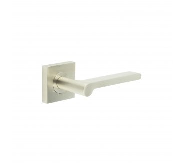 Burlington BUR15 Fitzrovia Door Handle On Square Plain Rose - Satin Nickel