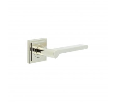 Burlington BUR15 Fitzrovia Door Handle On Square Stepped Rose - Polished Nickel
