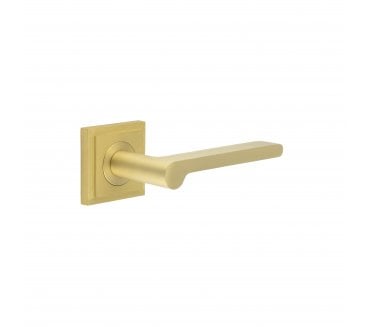 Burlington BUR15 Fitzrovia Door Handle On Square Stepped Rose - Satin Brass