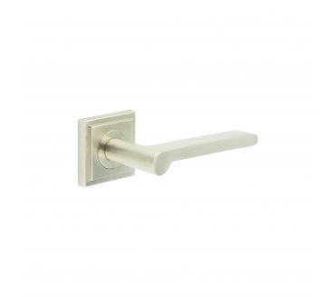 Burlington BUR15 Fitzrovia Door Handle On Square Stepped Rose - Satin Nickel