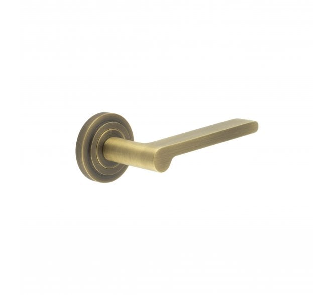 Burlington BUR15 Fitzrovia Door Handle On Stepped Rose - Antique Brass