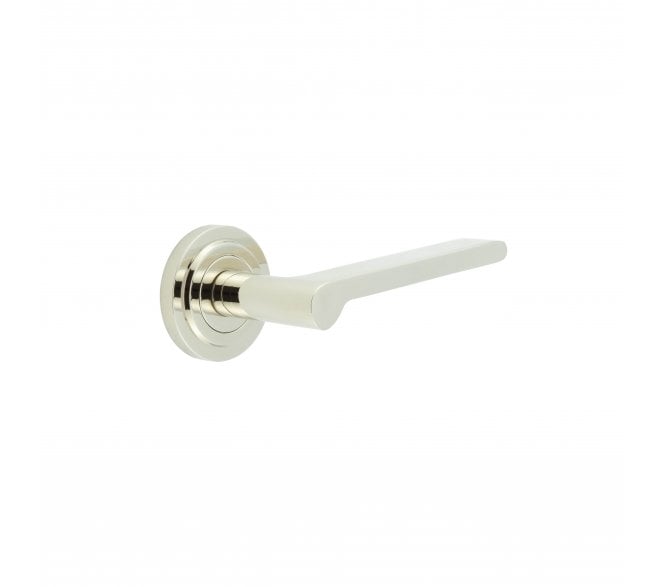 Burlington BUR15 Fitzrovia Door Handle On Stepped Rose - Polished Nickel