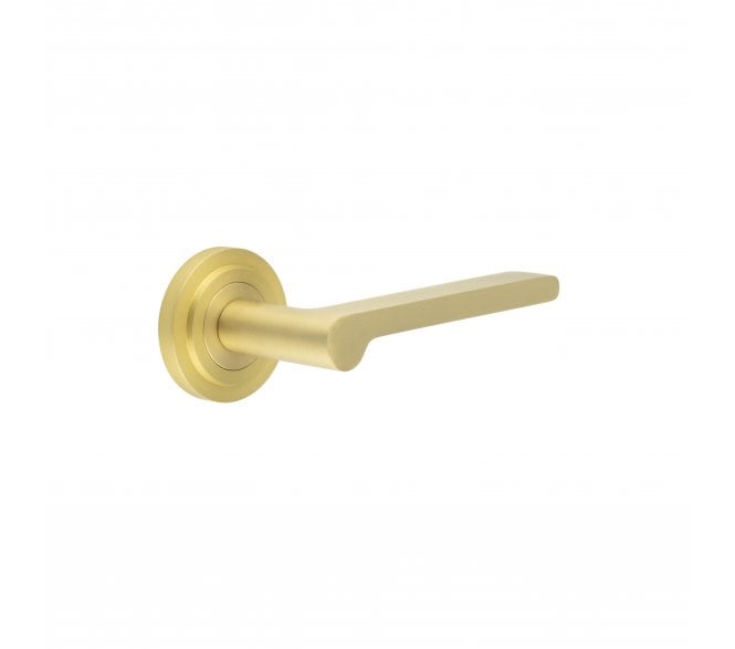 Burlington BUR15 Fitzrovia Door Handle On Stepped Rose - Satin Brass