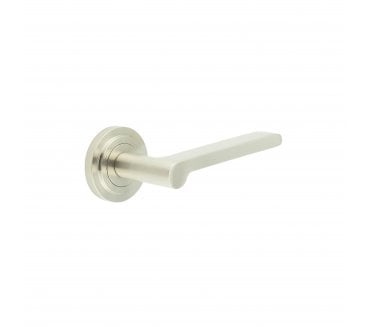 Burlington BUR15 Fitzrovia Door Handle On Stepped Rose - Satin Nickel