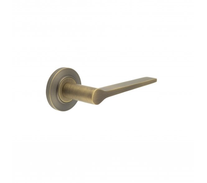Burlington BUR20 Knightsbridge Door Handle On Chamfered Rose - Antique Brass