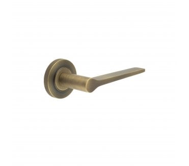 Burlington BUR20 Knightsbridge Door Handle On Knurled Rose - Antique Brass