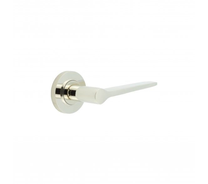 Burlington BUR20 Knightsbridge Door Handle On Knurled Rose - Polished Nickel