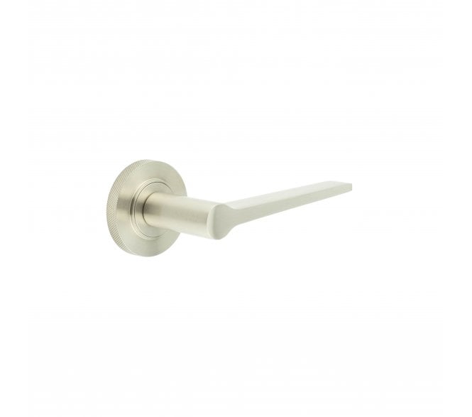 Burlington BUR20 Knightsbridge Door Handle On Knurled Rose - Satin Nickel