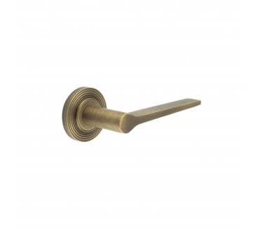Burlington BUR20 Knightsbridge Door Handle On Reeded Rose - Antique Brass