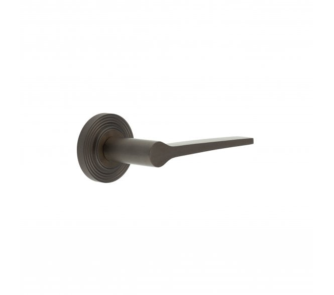 Burlington BUR20 Knightsbridge Door Handle On Reeded Rose - Dark Bronze