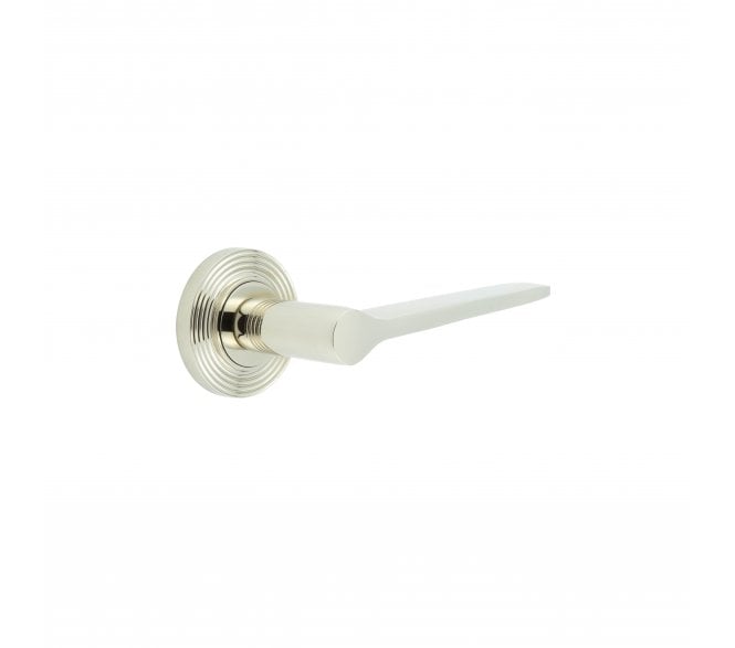 Burlington BUR20 Knightsbridge Door Handle On Reeded Rose - Polished Nickel
