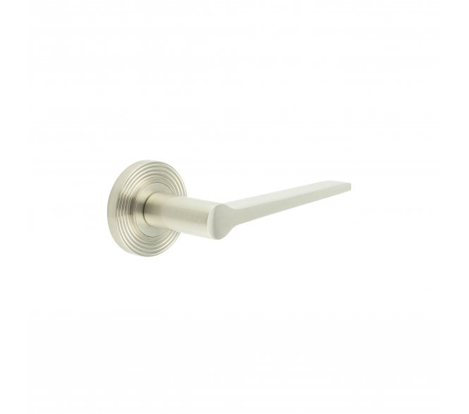 Burlington BUR20 Knightsbridge Door Handle On Reeded Rose - Satin Nickel