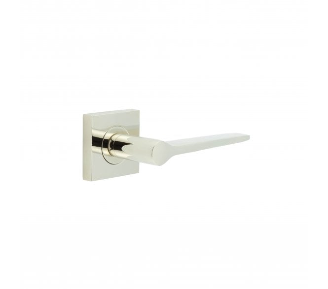 Burlington BUR20 Knightsbridge Door Handle On Square Plain Rose - Polished Nickel