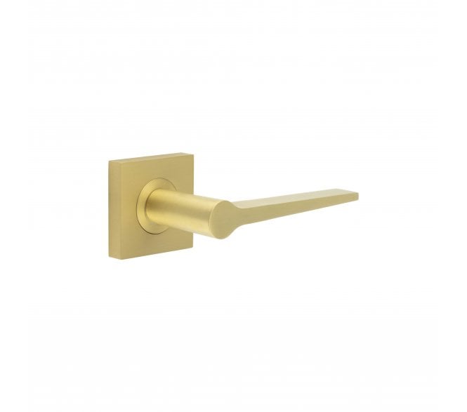 Burlington BUR20 Knightsbridge Door Handle On Square Plain Rose - Satin Brass