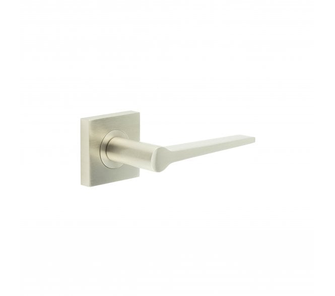 Burlington BUR20 Knightsbridge Door Handle On Square Plain Rose - Satin Nickel