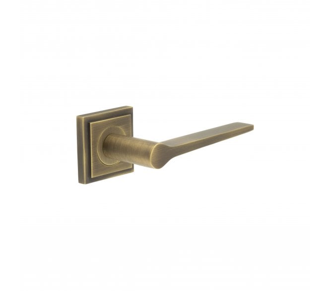 Burlington BUR20 Knightsbridge Door Handle On Square Stepped Rose - Antique Brass