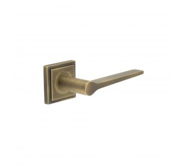 Burlington BUR20 Knightsbridge Door Handle On Square Stepped Rose - Antique Brass