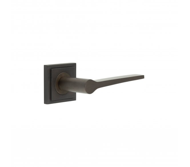 Burlington BUR20 Knightsbridge Door Handle On Square Stepped Rose - Dark Bronze