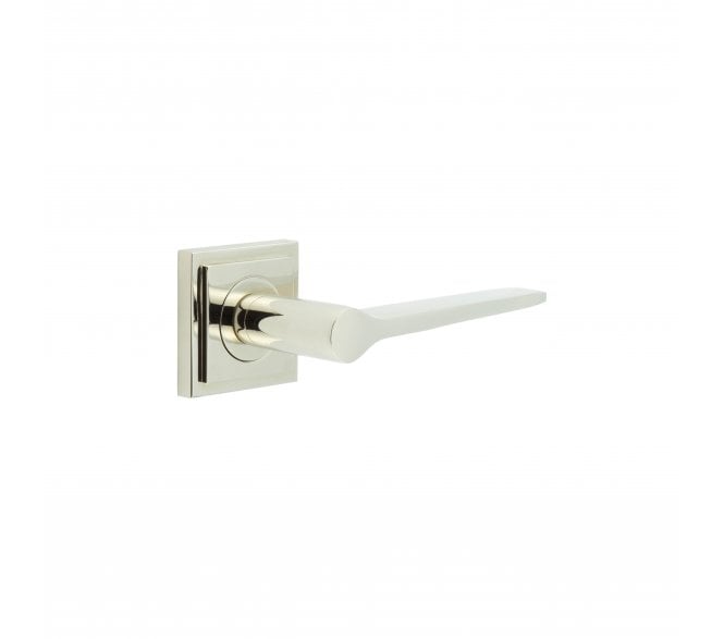 Burlington BUR20 Knightsbridge Door Handle On Square Stepped Rose - Polished Nickel