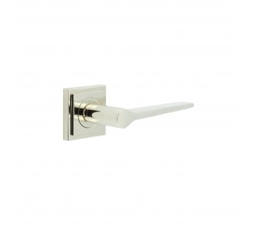 Burlington BUR20 Knightsbridge Door Handle On Square Stepped Rose - Polished Nickel