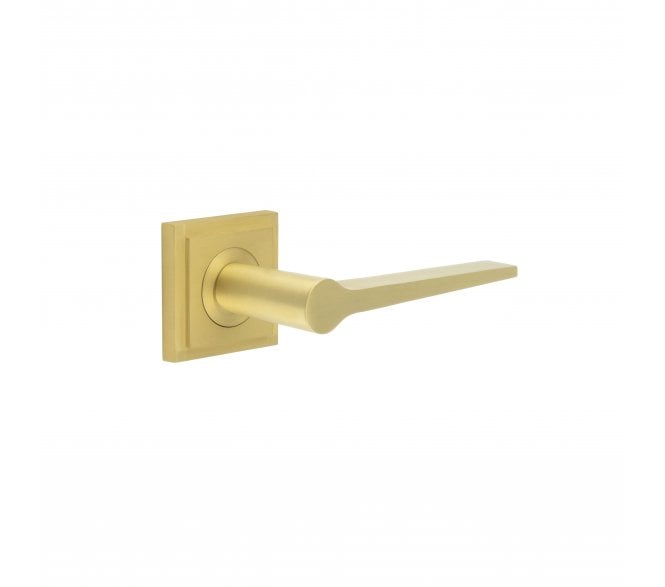 Burlington BUR20 Knightsbridge Door Handle On Square Stepped Rose - Satin Brass