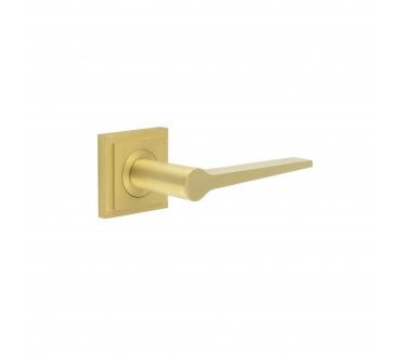 Burlington BUR20 Knightsbridge Door Handle On Square Stepped Rose - Satin Brass