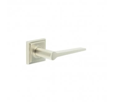Burlington BUR20 Knightsbridge Door Handle On Square Stepped Rose - Satin Nickel