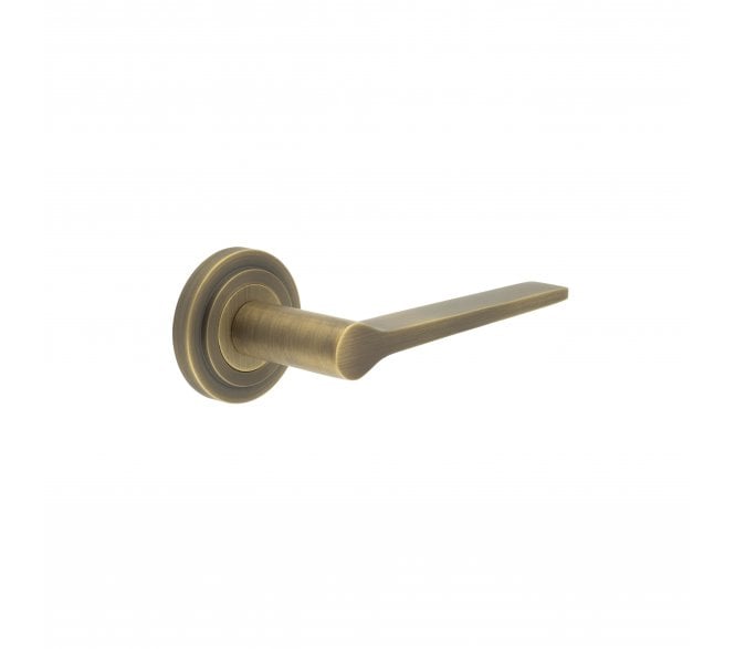 Burlington BUR20 Knightsbridge Door Handle On Stepped Rose - Antique Brass