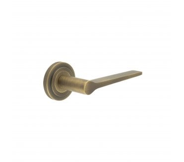 Burlington BUR20 Knightsbridge Door Handle On Stepped Rose - Antique Brass