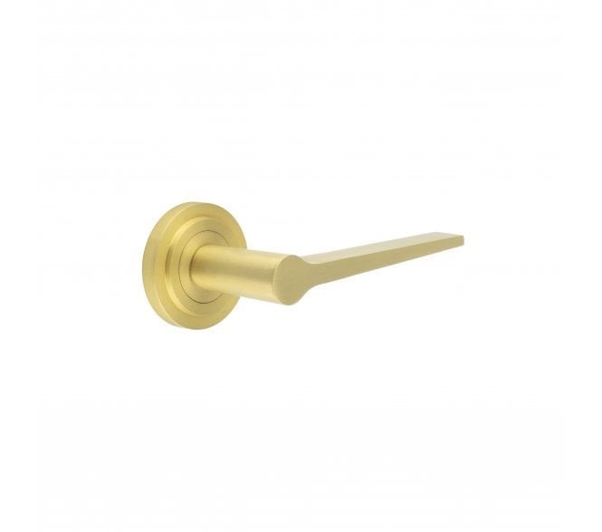Burlington BUR20 Knightsbridge Door Handle On Stepped Rose - Satin Brass