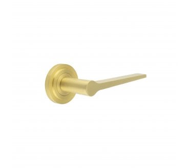 Burlington BUR20 Knightsbridge Door Handle On Stepped Rose - Satin Brass