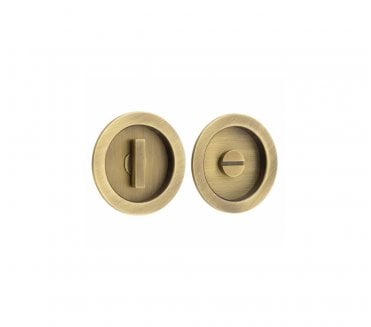 Burlington BUR216 Circular Sliding Bathroom Flush Pull - Antique Brass