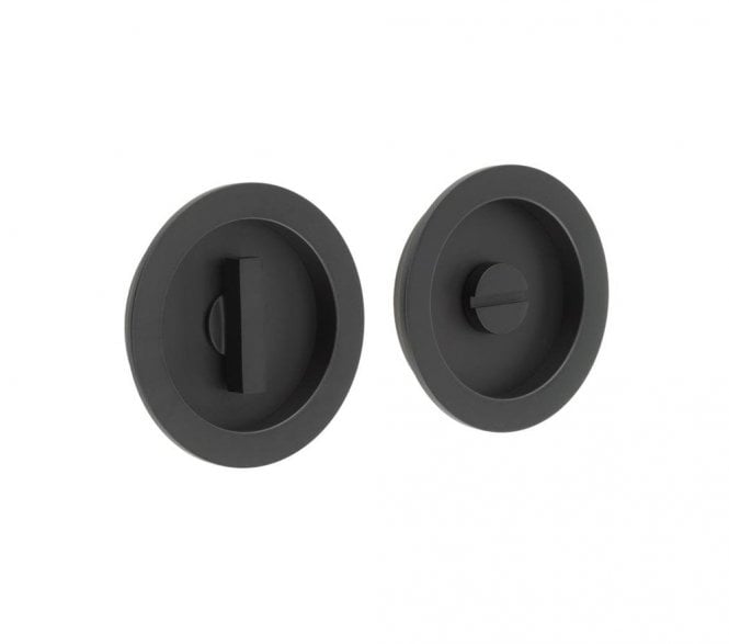 Burlington BUR216 Circular Sliding Bathroom Flush Pull - Matt Black