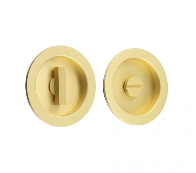 Burlington BUR216 Circular Sliding Bathroom Flush Pull - Satin Brass