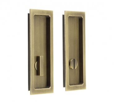 Burlington BUR226 Rectangular Sliding Bathroom Flush Pull - Antique Brass