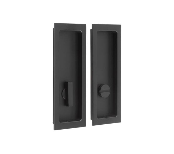 Burlington BUR226 Rectangular Sliding Bathroom Flush Pull - Matt Black