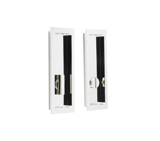 Burlington BUR226 Rectangular Sliding Bathroom Flush Pull - Polished Nickel
