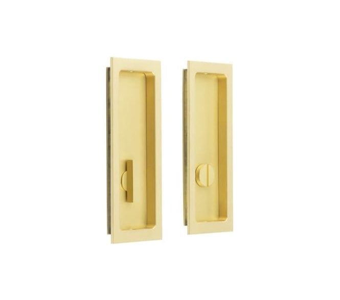 Burlington BUR226 Rectangular Sliding Bathroom Flush Pull - Satin Brass