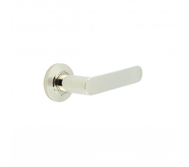 Burlington BUR25 Kensington Door Handle On Chamfered Rose - Polished Nickel