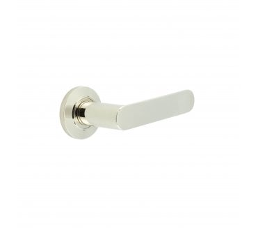 Burlington BUR25 Kensington Door Handle On Chamfered Rose - Polished Nickel