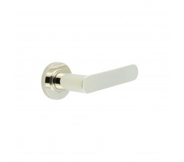 Burlington BUR25 Kensington Door Handle On Knurled Rose - Polished Nickel