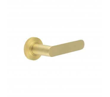 Burlington BUR25 Kensington Door Handle On Knurled Rose - Satin Brass