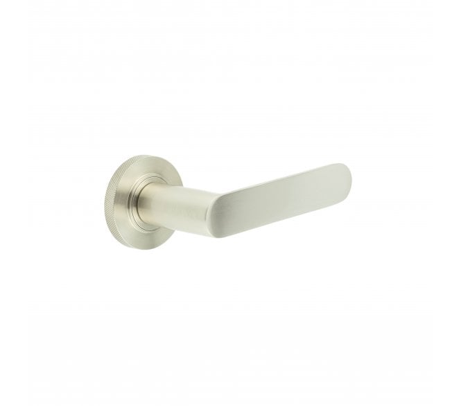 Burlington BUR25 Kensington Door Handle On Knurled Rose - Satin Nickel