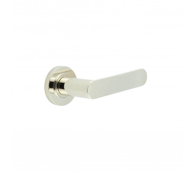Burlington BUR25 Kensington Door Handle On Plain Rose - Polished Nickel
