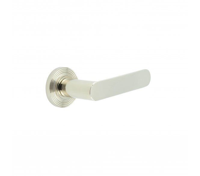 Burlington BUR25 Kensington Door Handle On Reeded Rose - Polished Nickel