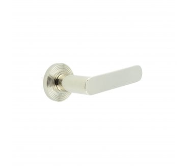 Burlington BUR25 Kensington Door Handle On Reeded Rose - Polished Nickel